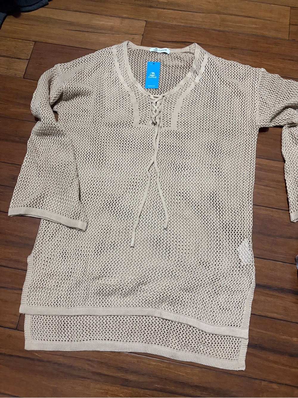 Cupshe Beige Crochet Swim Coverup